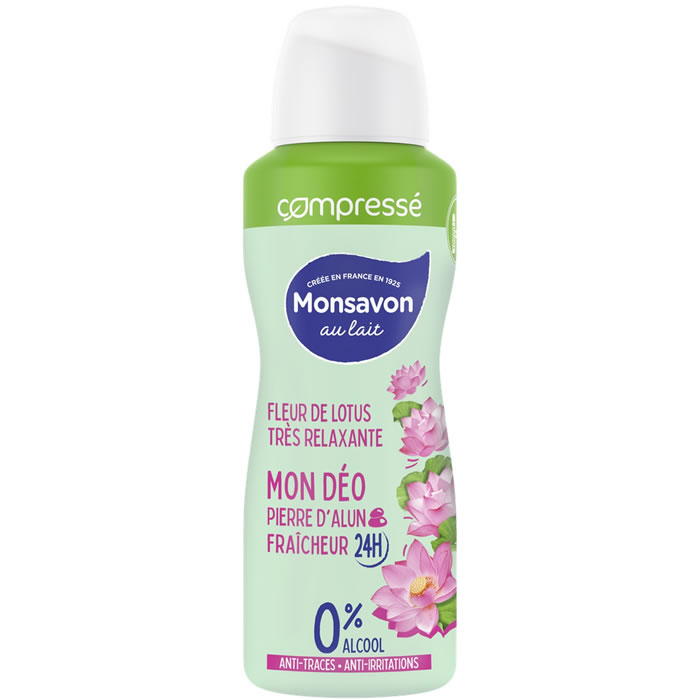 MONSAVON – Déodorant spray pierre d’alun au lait et fleur de lotus 24h 100 ml