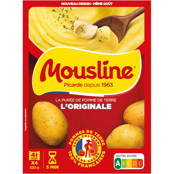 MOUSLINE Purée de pomme de terre nature 4x130g
