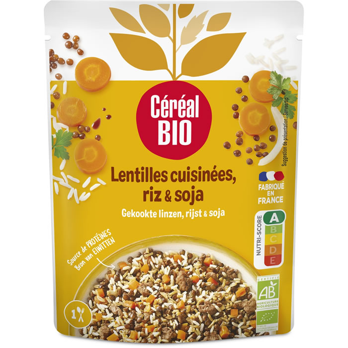 CEREAL BIO – Lentilles, riz et soja micro-ondes bio 250 g