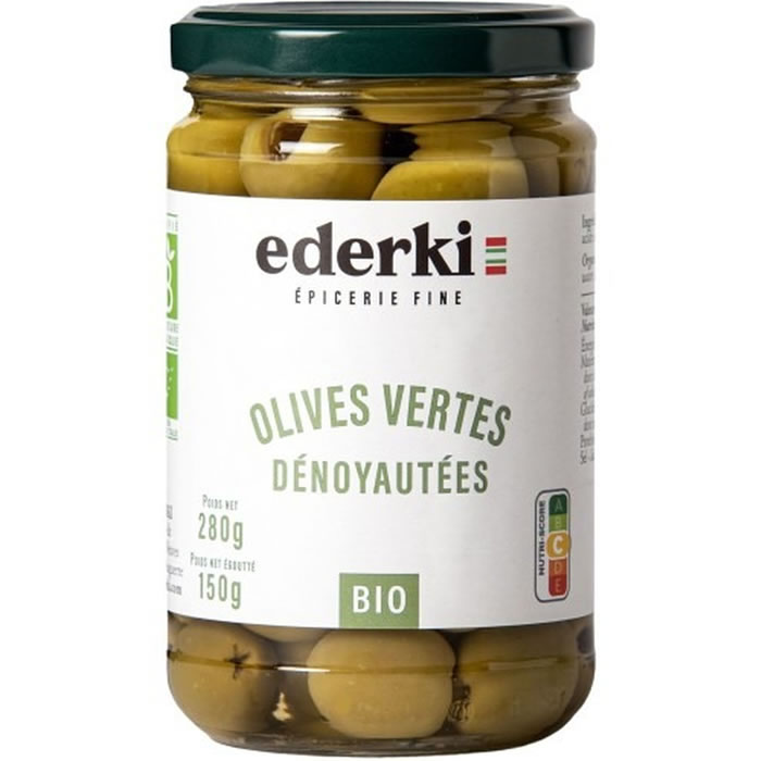 EDERKI – Olives vertes dénoyautées bio – 150 g