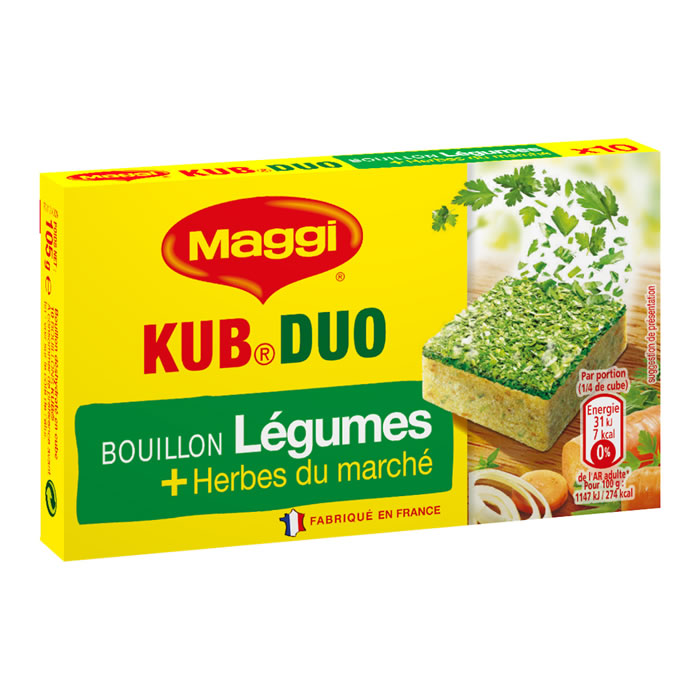 MAGGI KUB – Bouillon duo légumes et herbes du marché en cube – 105g