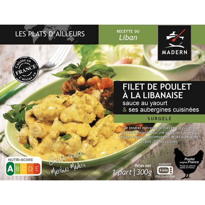 MADERN – Aubergines et filet de poulet à la libanaise micro-ondes 300g