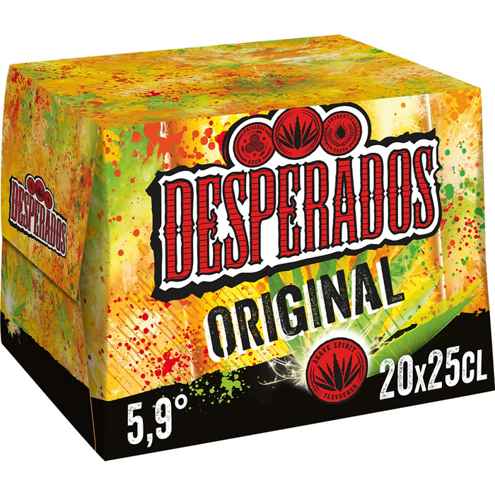 DESPERADOS – Original Bière aromatisée au spiritueux à base d’agave 20 x 25 cl