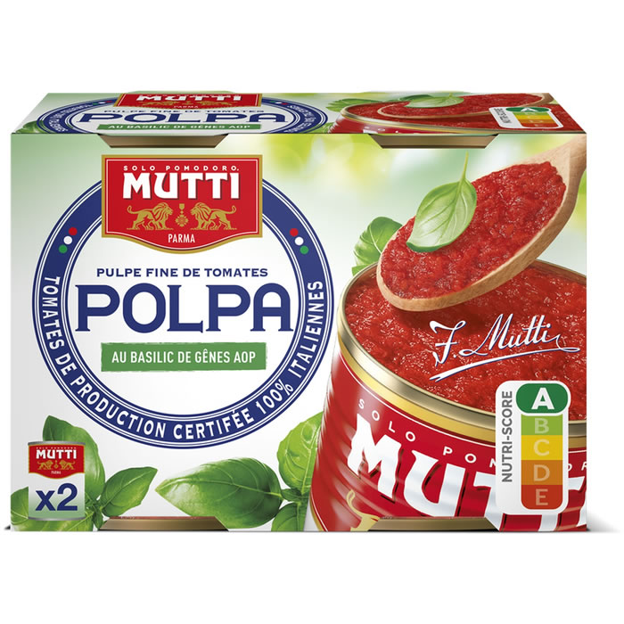 MUTTI – Pulpe de tomates basilic – 2 x 400g