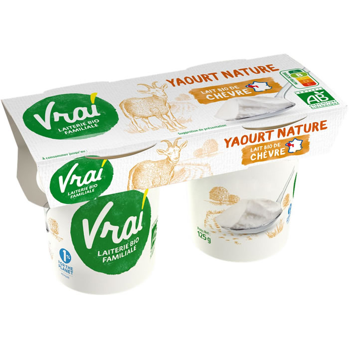 VRAI – Yaourts nature au lait de chèvre 2 x 125 g