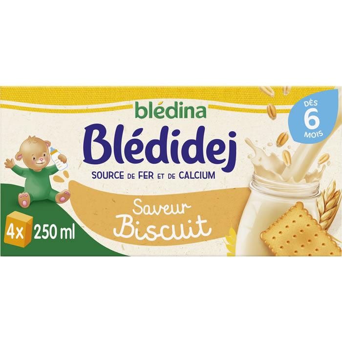 BLEDINA – Blédidej Céréales lactées saveur biscuit dès 6 mois 4 x 250 ml