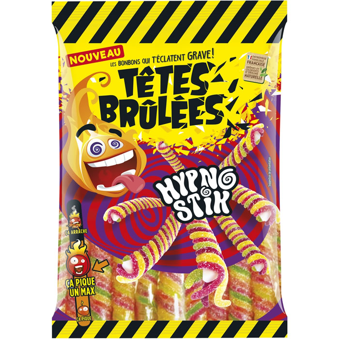 TETES BRULEES Hypnostik Bonbons acidulés goûts citron et cola 180g