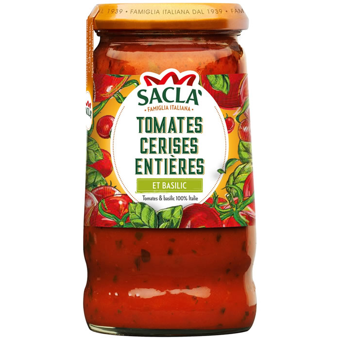 SACLA – Sauce tomate cerises entières et basilic – 345g