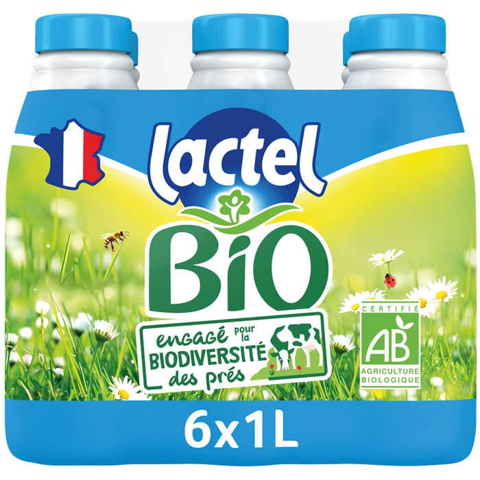 LACTEL – Lait demi-écrémé UHT bio 6 x 1 L