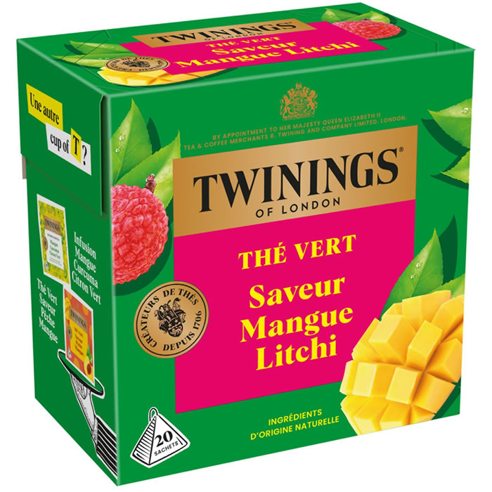 TWININGS Thé vert mangue et litchi (20 sachets, 30g)