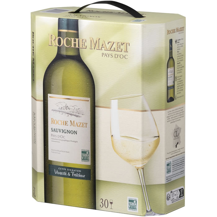 ROCHE MAZET – Vin blanc sec IGP PAYS D’OC Sauvignon BIB 3 L