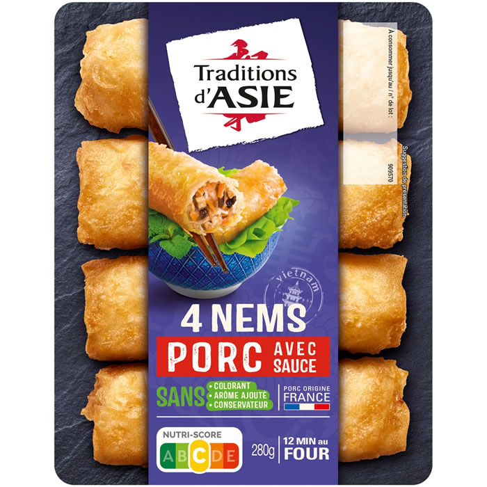 TRADITIONS D’ASIE – Nems au porc avec sauce nuoc mam 280g