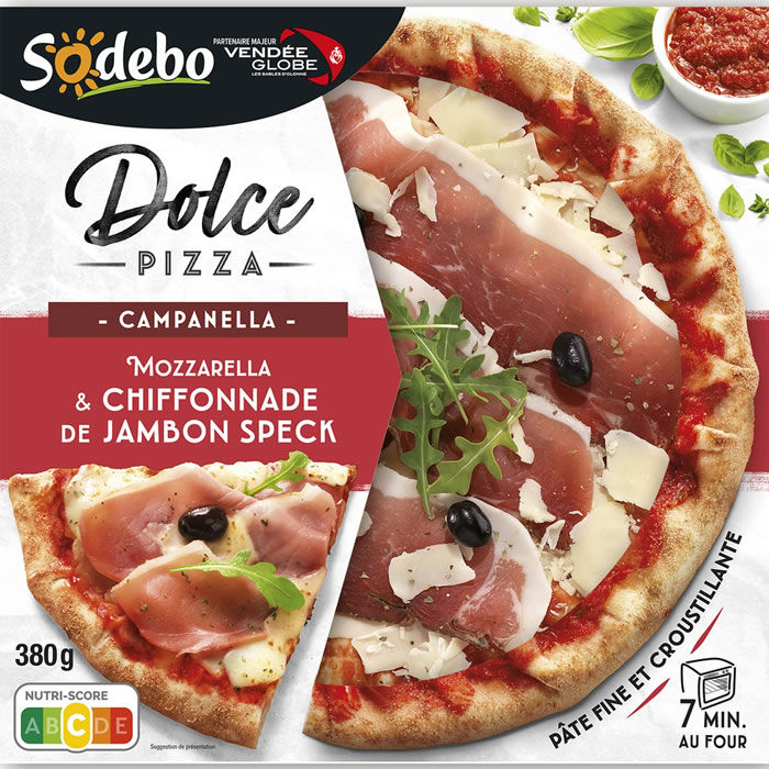 SODEBO Dolce – Pizza campanella jambon speck, roquettes et fromages 380g