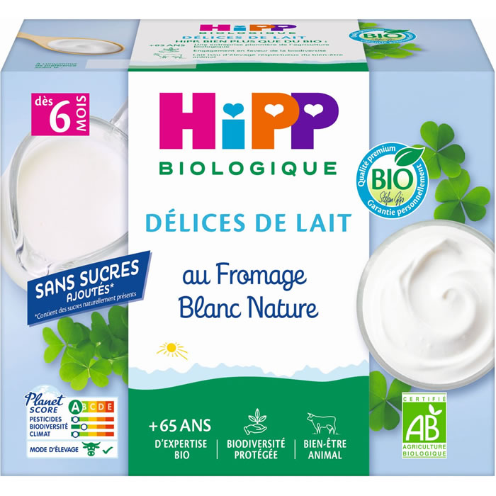 HIPP – Fromage blanc nature BIO 4 x 100 g