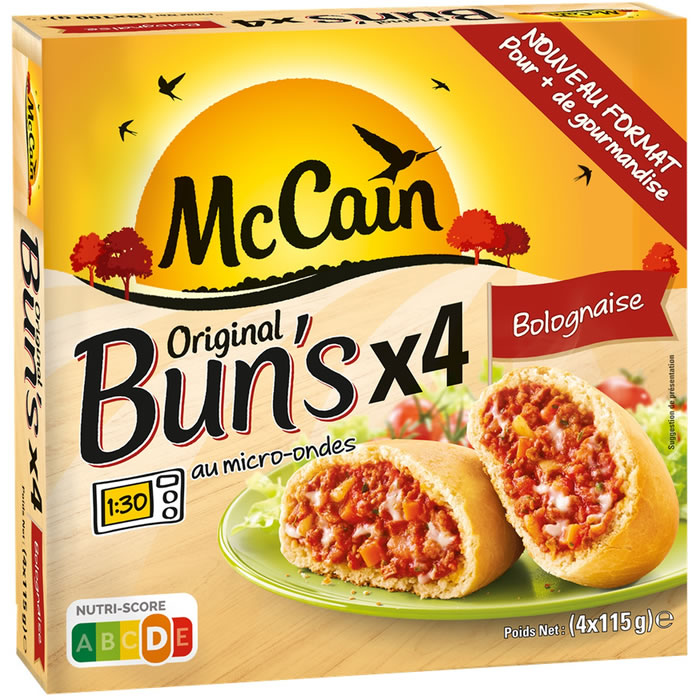 MC CAIN – Bun’s à la bolognaise micro-ondes 4x115g