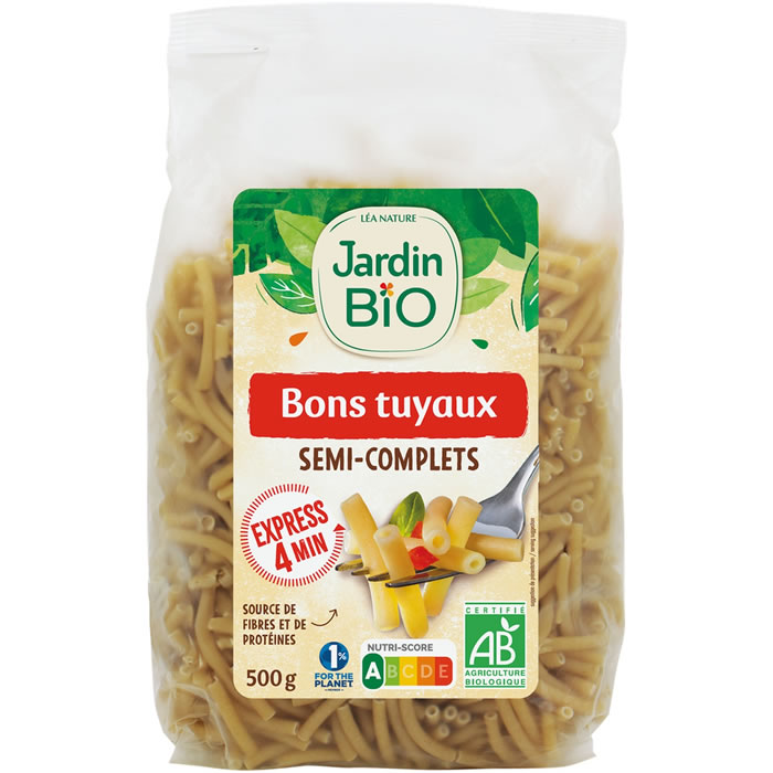 JARDIN BIO Bons Tuyaux Macaroni semi-complet bio 500g