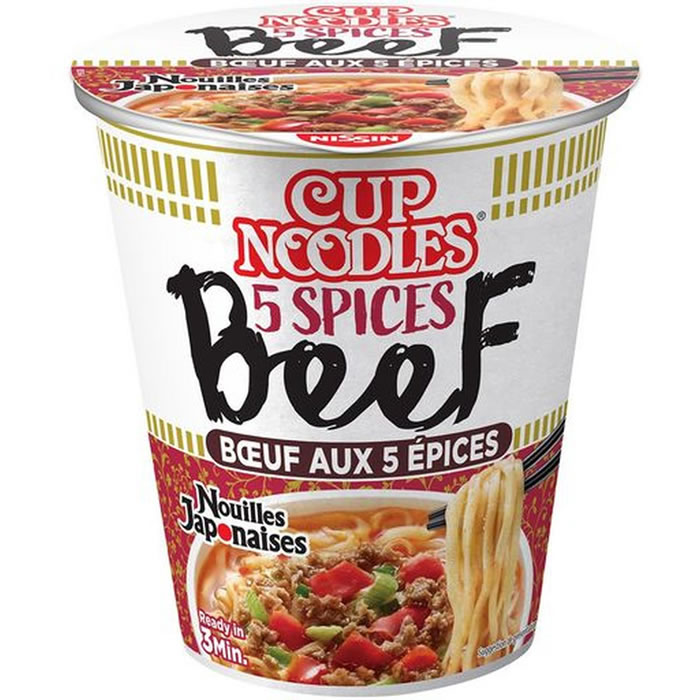 NISSIN – Soupe piquante de nouilles instantanées au boeuf 5 épices – 64 g