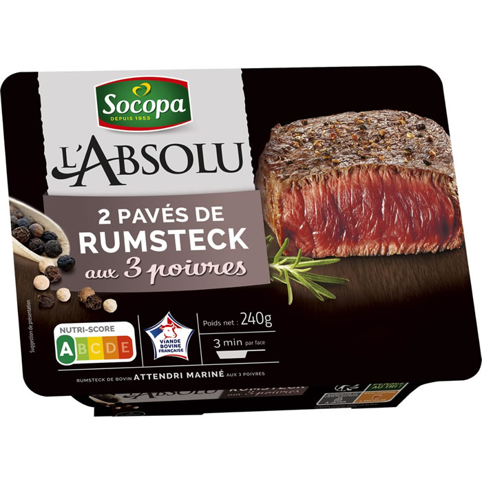 SOCOPA L’Absolu – Pavés de rumstecks marinés aux poivres 2 x 120 g