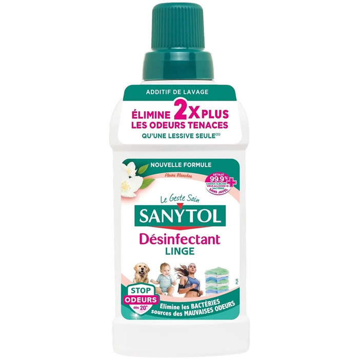 SANYTOL Désinfectant linge stop odeurs Fleurs blanches 500 ml