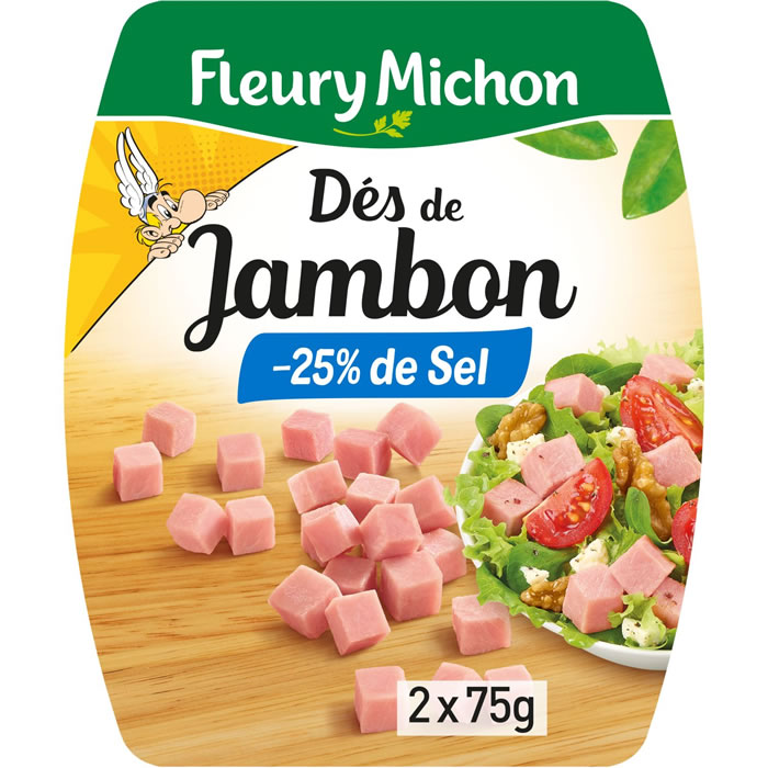 FLEURY MICHON – Dés de jambon cuit -25% de sel (2 x 75 g)