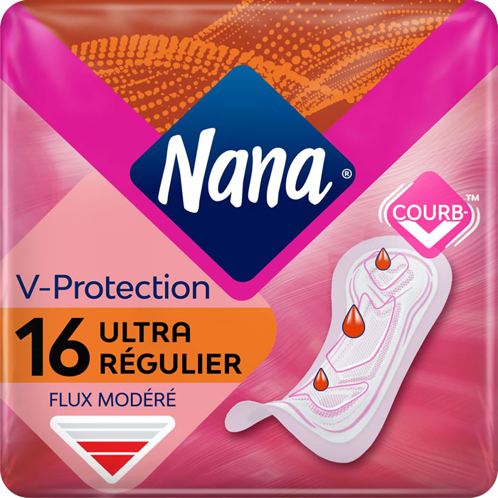 NANA V-Protection Serviettes hygiéniques sans ailettes ultra régulier x16