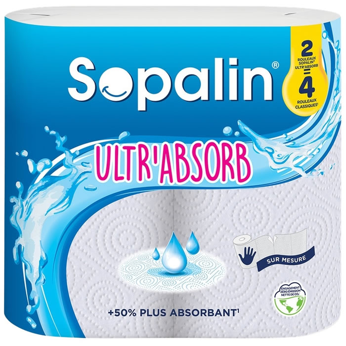 SOPALIN Ultr’Absorb Essuie-tout demi-feuilles x2 maxi rouleaux = 4