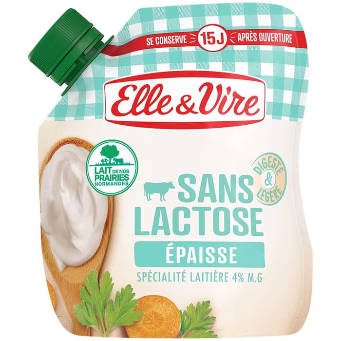 ELLE & VIRE – Crème épaisse légère sans lactose 4% M.G – 33cl