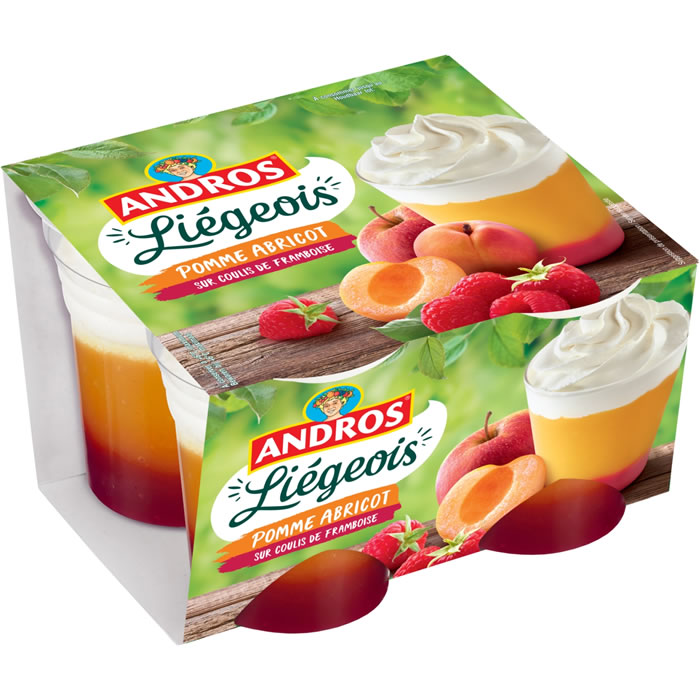 Andros Liégeois – Dessert pomme et abricot 4x100g