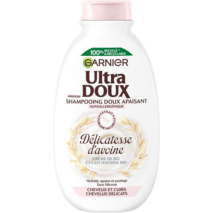 GARNIER Ultra Doux – Shampoing à la crème de riz et lait d’avoine 300 ml