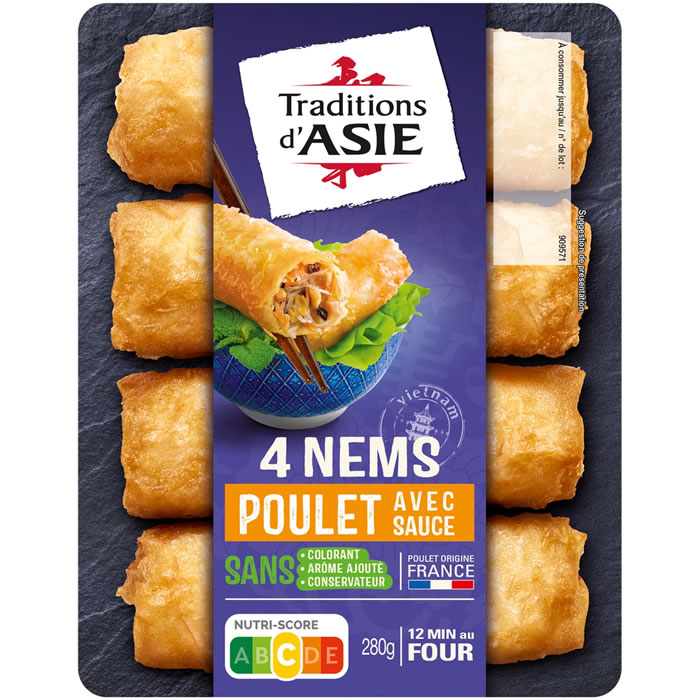 TRADITIONS D’ASIE – Nems au poulet avec sauce nuoc mam 280g