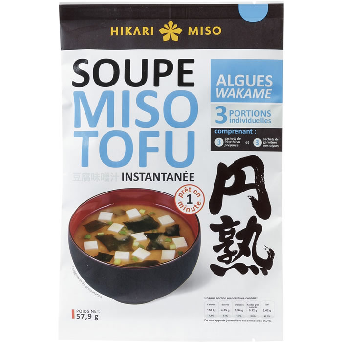 HIKARI MISO – Soupe miso instantanée au tofu et algues wakame 57,9g
