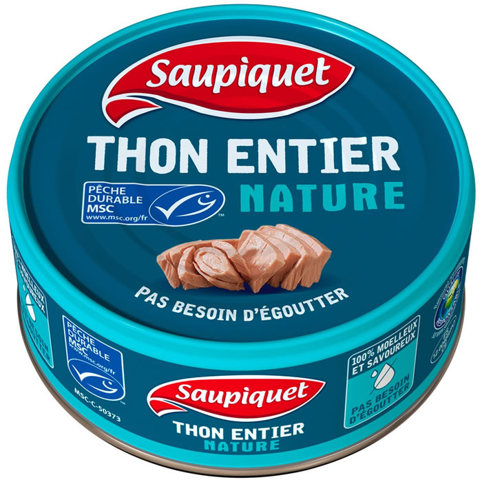 SAUPIQUET – Thon entier au naturel MSC 140g
