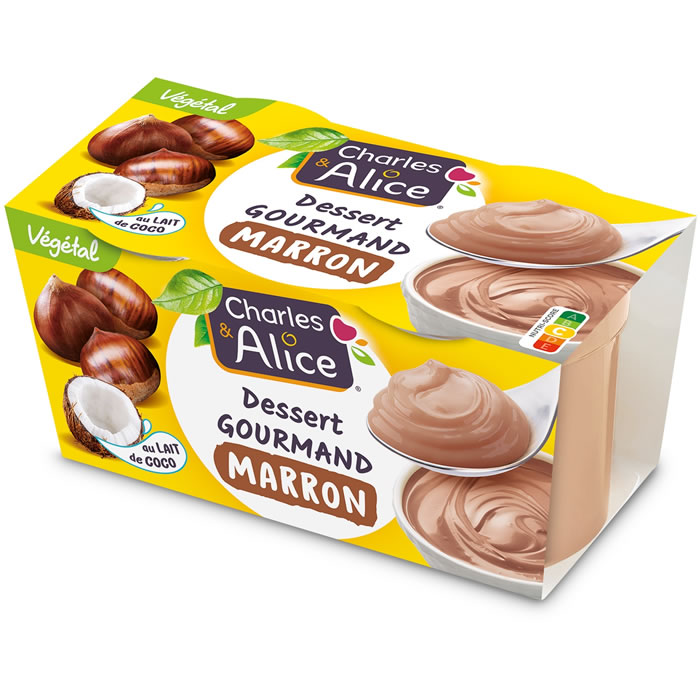Charles & Alice – Dessert végétal au lait de coco et marron 2x110g