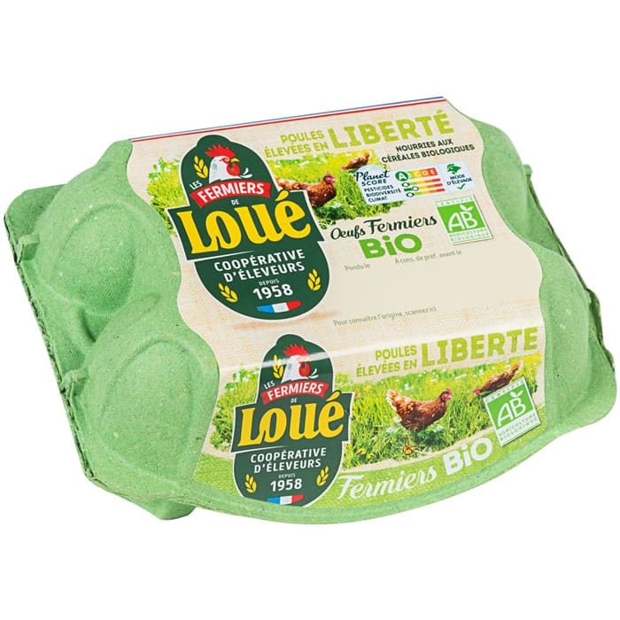 LOUE 6 Oeufs de poules élevées en plein air bio