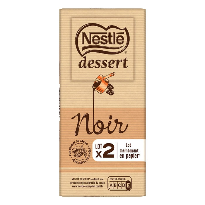 NESTLE Dessert – Tablette de chocolat noir pâtissier 2x205g