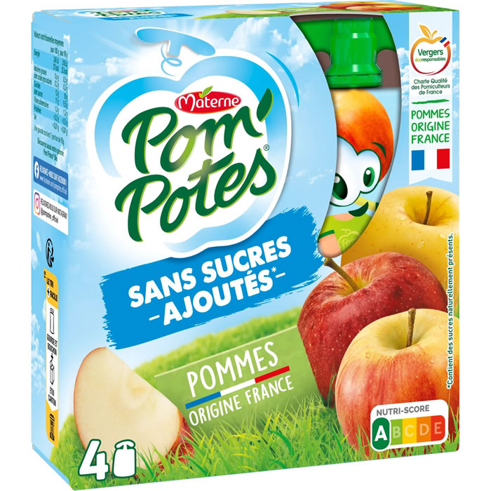POM’POTES – Dessert à la pomme sans sucre ajoutés 4 x 90 g