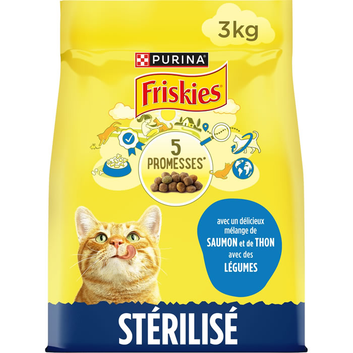 PURINA Friskies – Croquettes stérilisés saumon et légumes (3 kg)