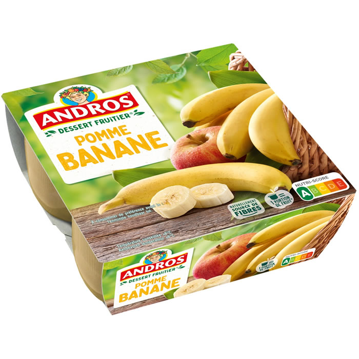 ANDROS – Dessert pomme et banane 4 x 100g