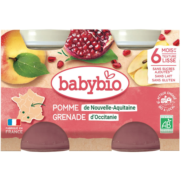 BABYBIO – Pomme et grenade 2 x 130 g