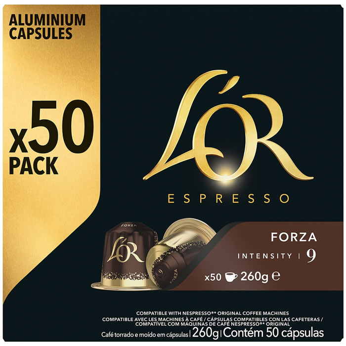 L’OR Espresso – Capsules de café fort N°9 Grand Format (50 capsules)