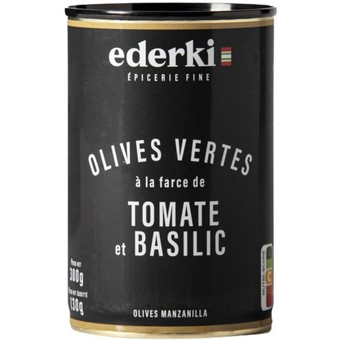 EDERKI – Olives vertes à la Farce de Tomate et Basilic – 130 g